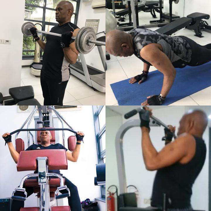 Billionaire Tony Elumelu doing Exercise