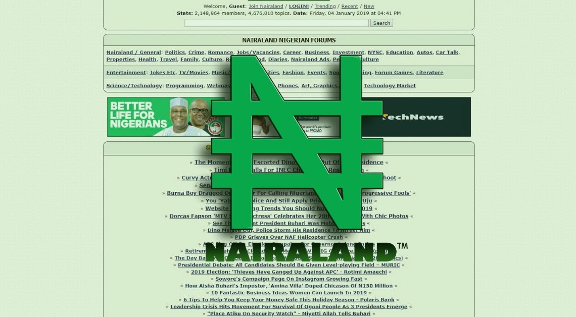 Screenshot og Nairaland Forum